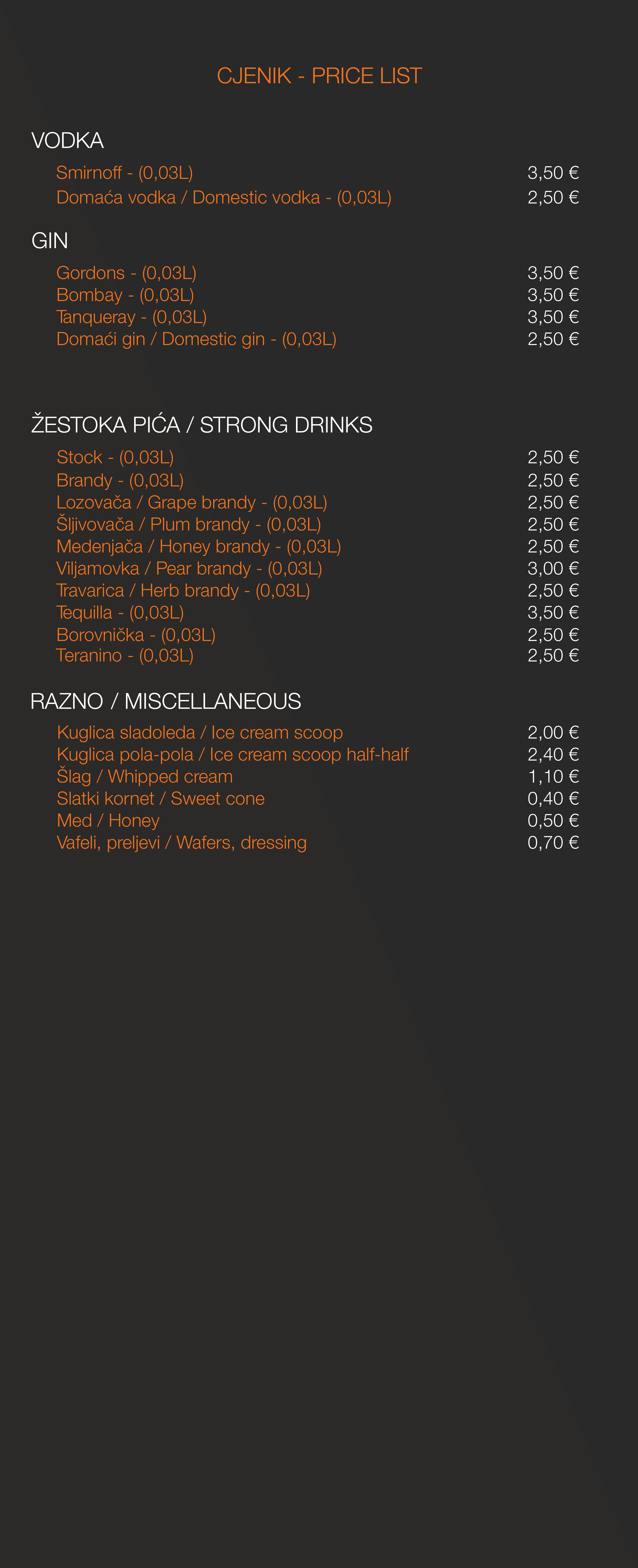 Cjenik pića 3